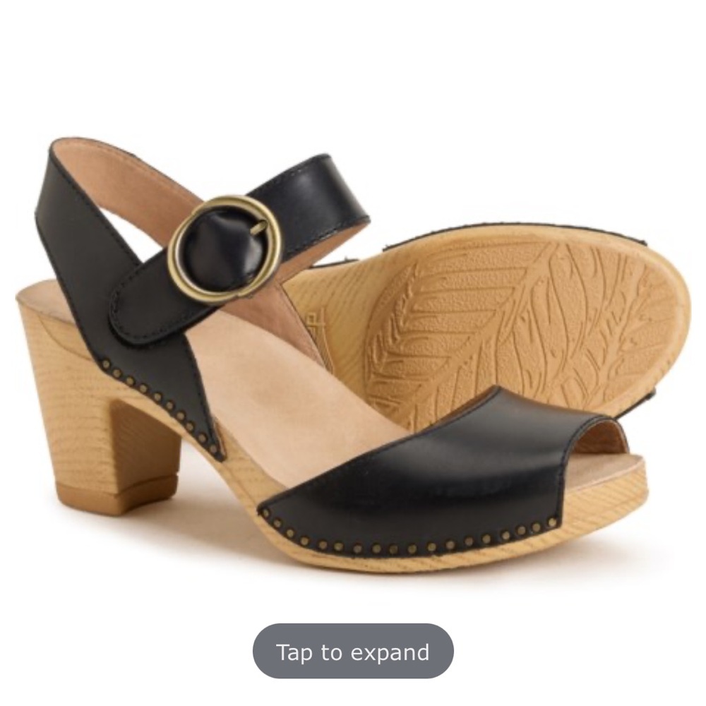 Black Dansko high heeled clog sandals